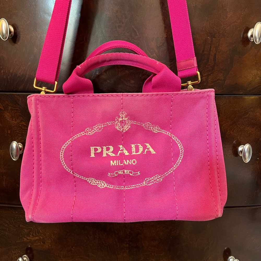 Prada Pink Canapa crossbody/Tote Bag w original strap